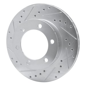 Toyota 4Runner Brake Rotor (1) - Front Left - R1 Concepts - Drilled & Slotted - Silver - `95-`04